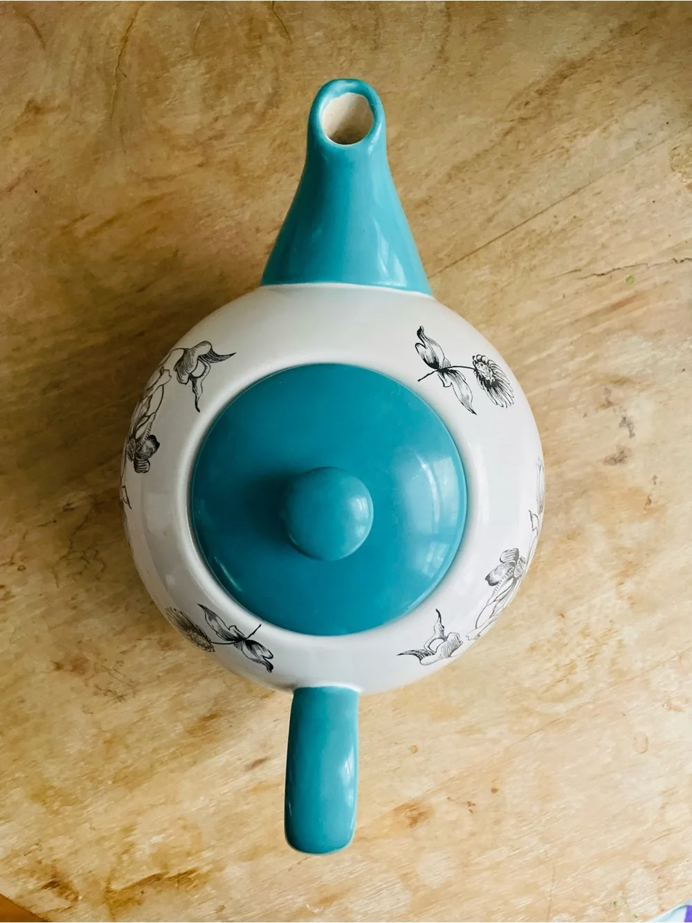 Certified International Jennifer Brinley Teal / Turquoise Floral Teapot w/Lid